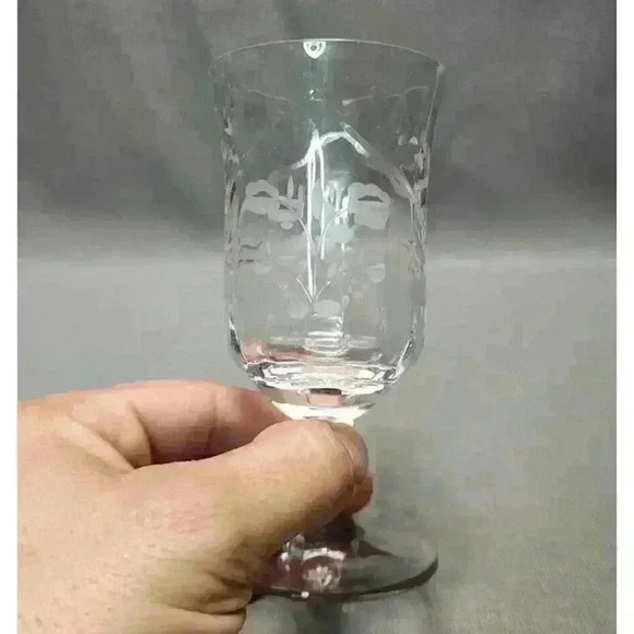 Vintage Libbey Rock Sharpe Burleigh Crystal Juice Glass Set of 7 Wine Glasses - Picture 4 of 6